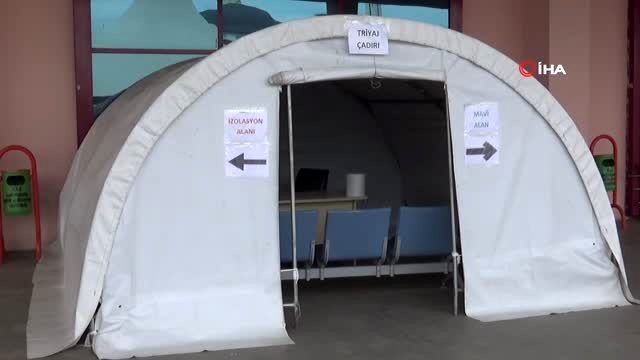 Gazi Yaşargil Eğitim ve Araştırma Hastanesinde triyaj alanı oluşturuldu