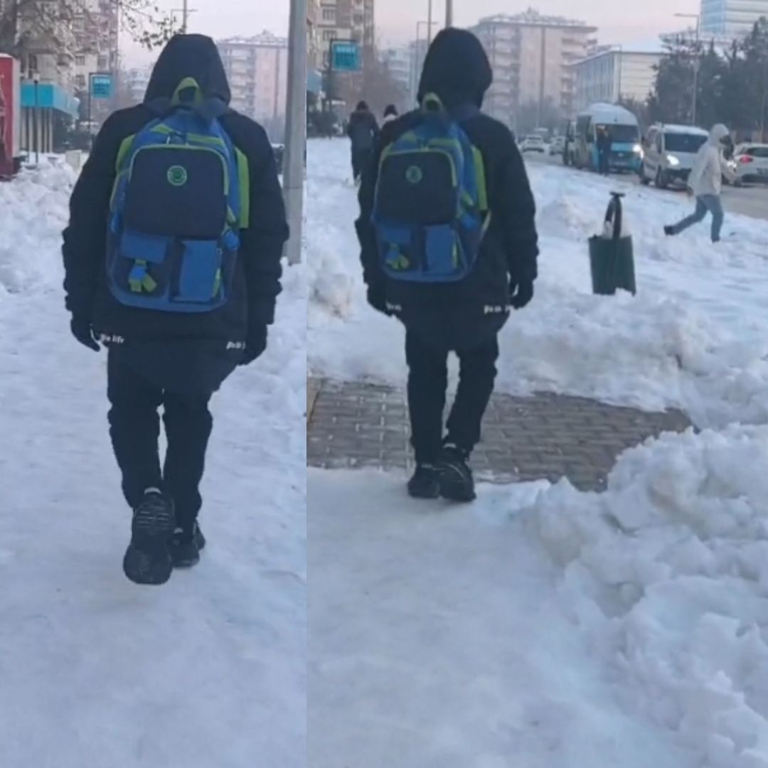 VİDEO- Diyarbakır’da Kar tatili bitti, öğrenci çilesi başladı