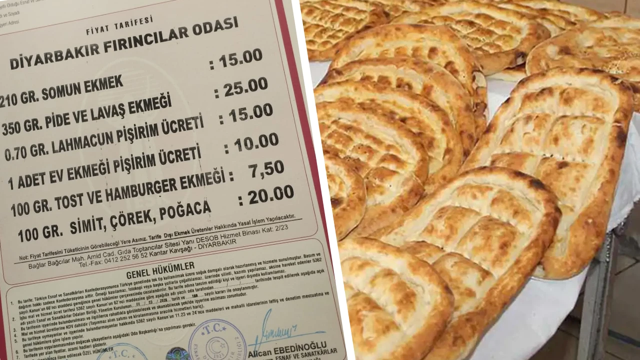 Diyarbakır’da ekmek fiyatı arttı! Gramajı düşürüldü..